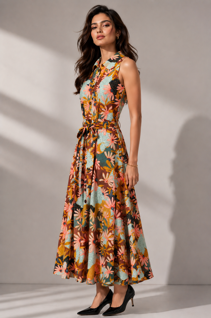 Floral Print Relaxed Shirt Dress