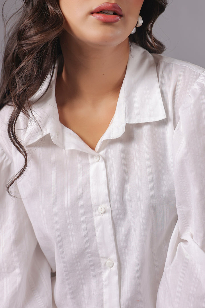 White Cotton Dobby Shirt