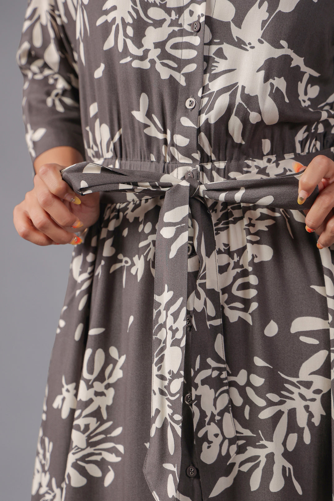 Grey Fit and Flare Midi Dress