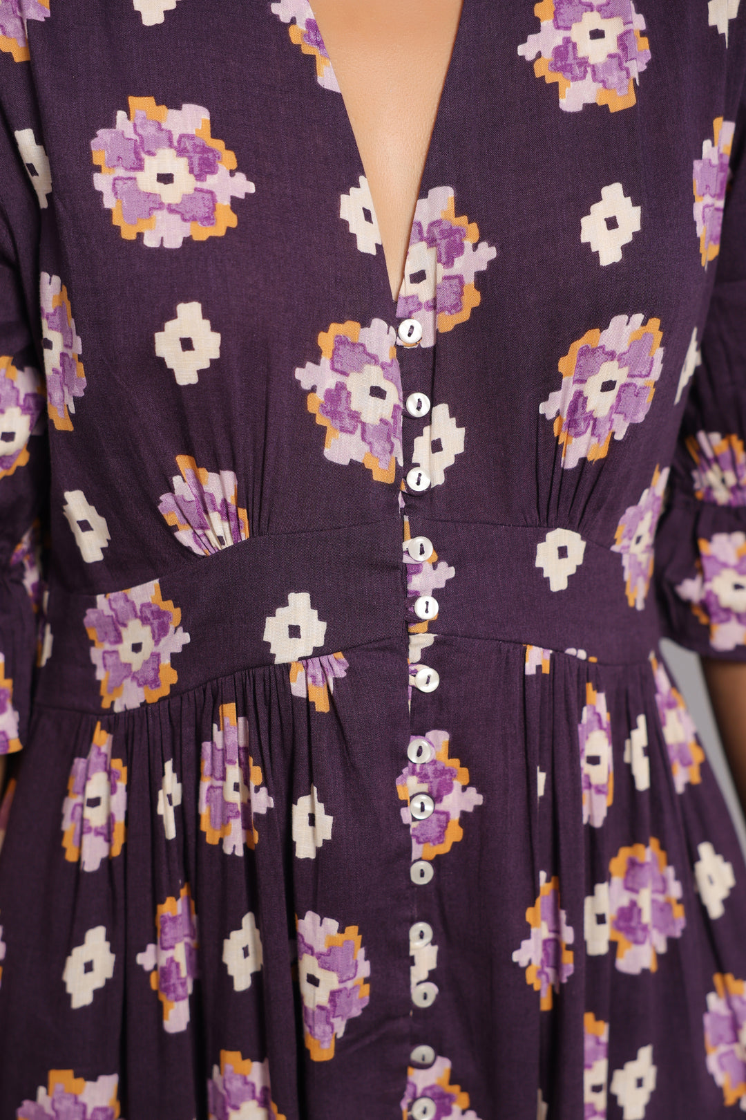 Button-Down Violet Midi Dress