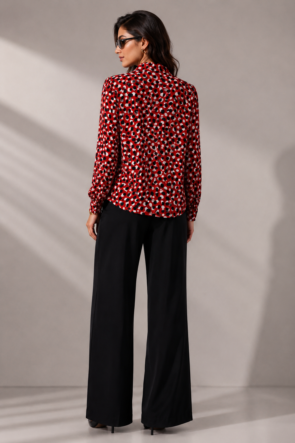 Tie-Neck Shirt In Abstract Dot Print