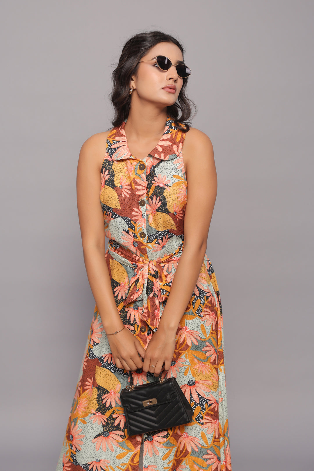Floral Print Relaxed Shirt Dress