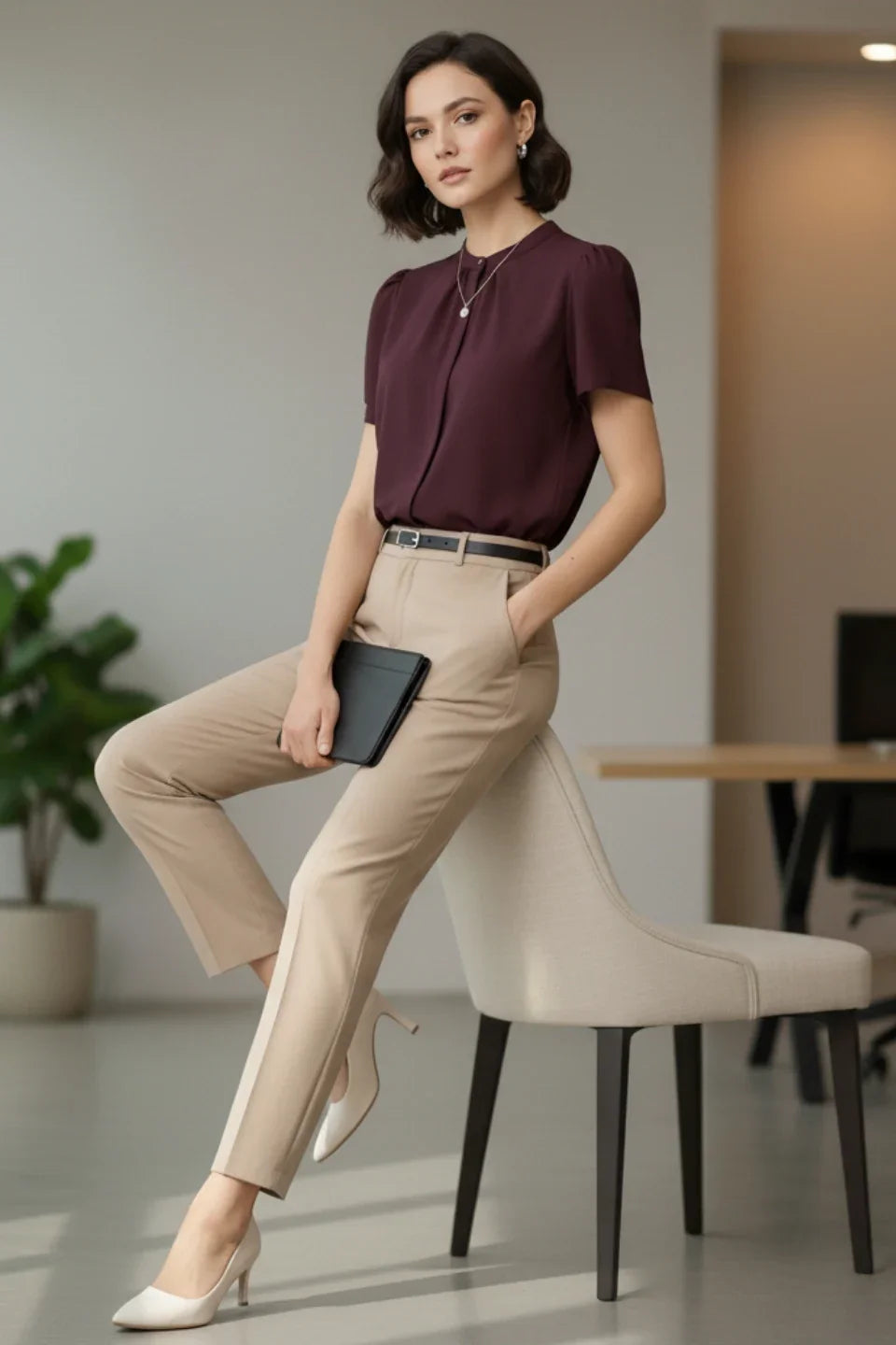 June 9 Clothing: Versatile solid red top, designed to sit comfortably at the waist.
