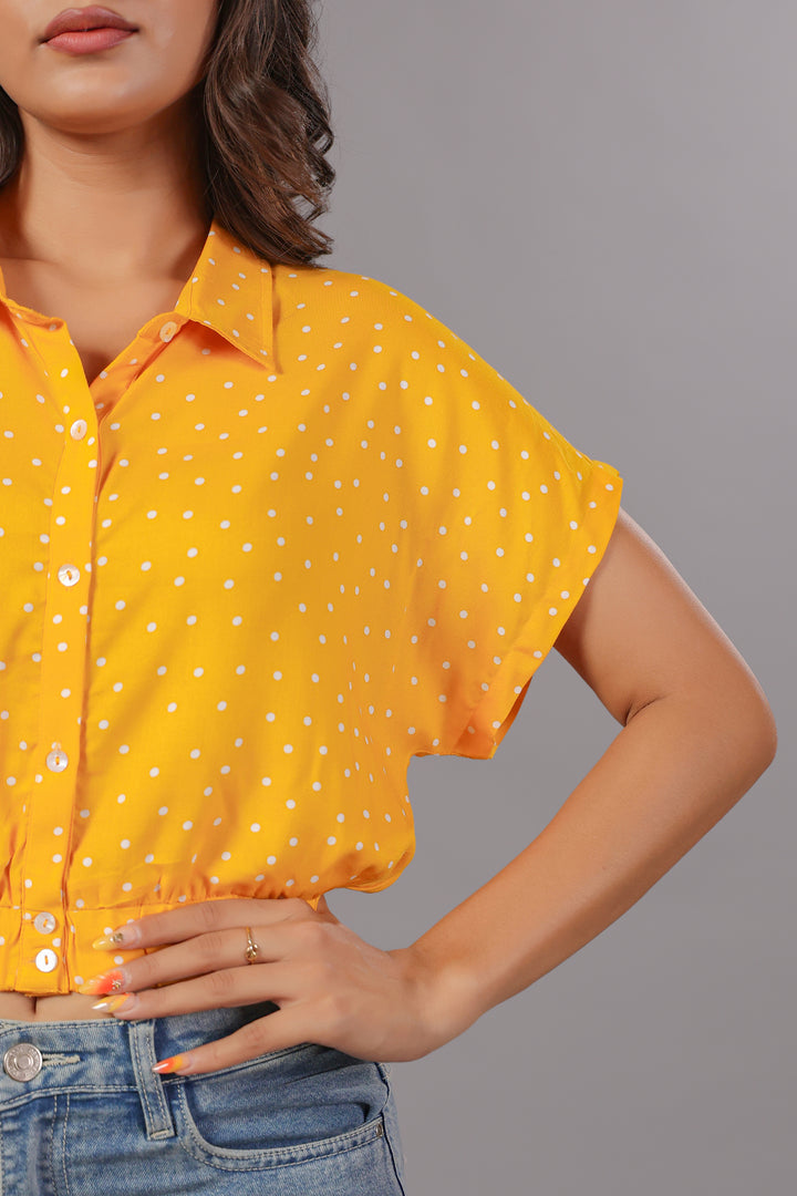 Yellow Polka Dot Dress Crop Shirt