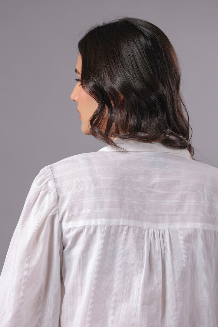 White Cotton Dobby Shirt