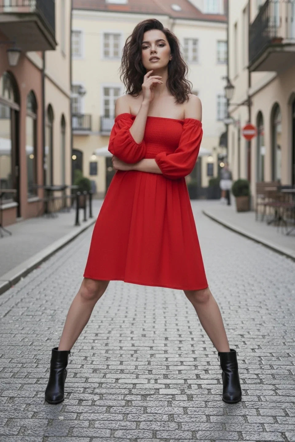 Women's Red Fit and Flare Dress | June 9 Clothing