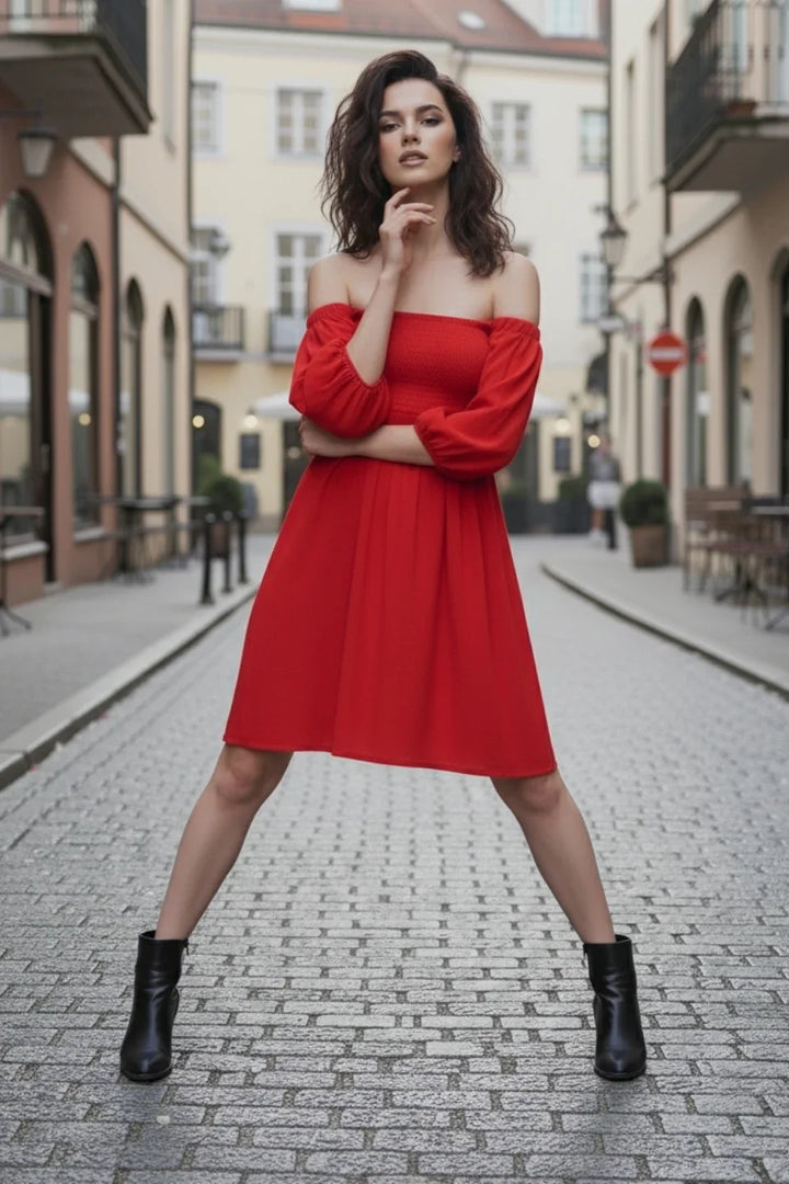 Women's Red Fit and Flare Dress | June 9 Clothing