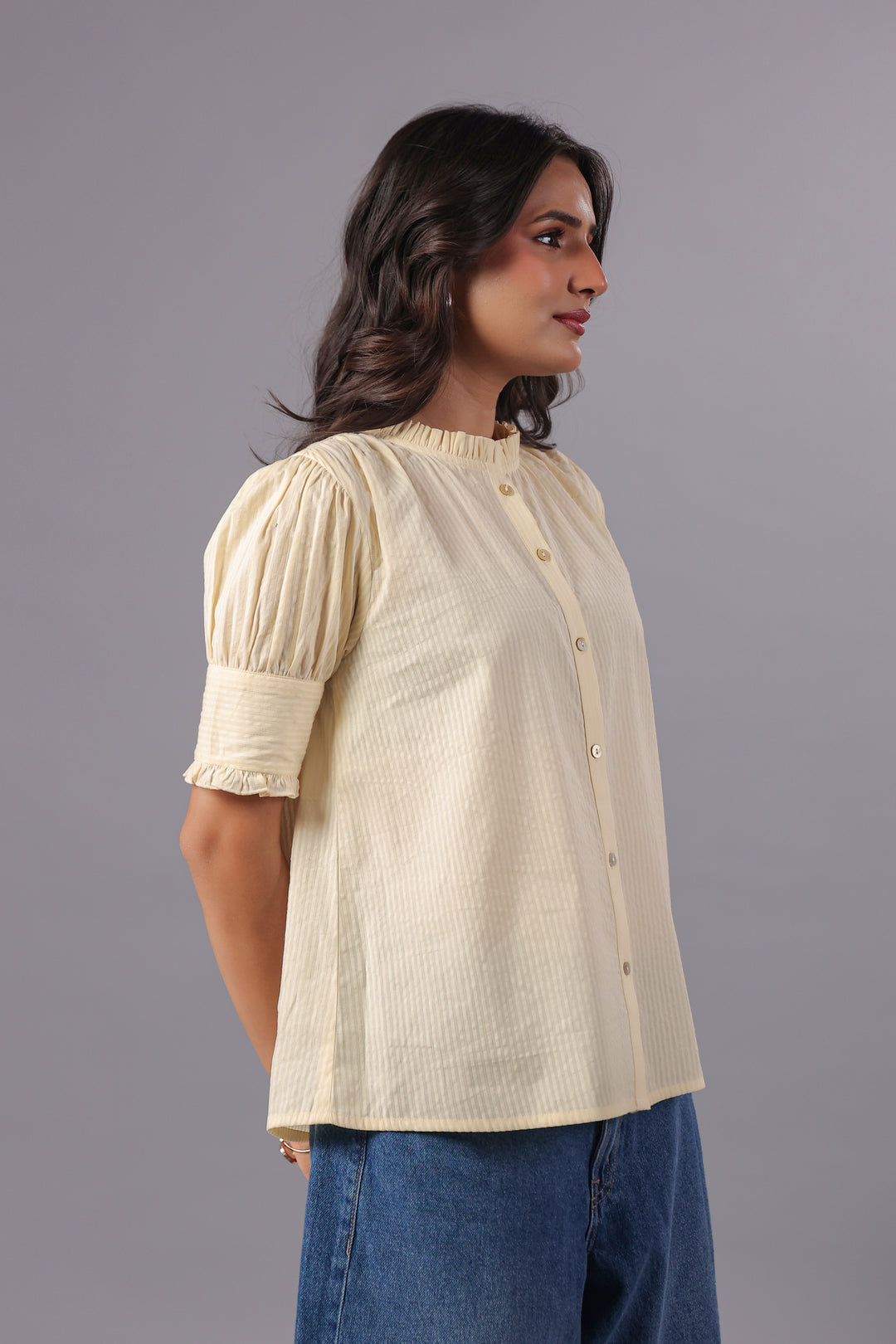 Seersucker Off White Friled Shirt
