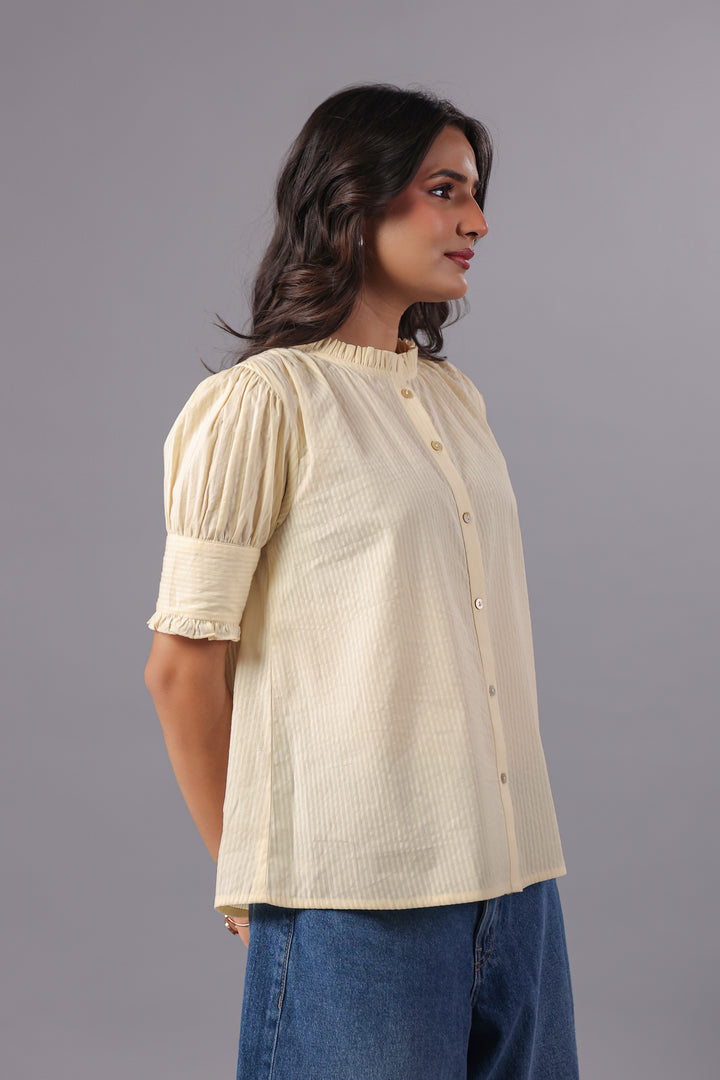 Seersucker Off White Friled Shirt