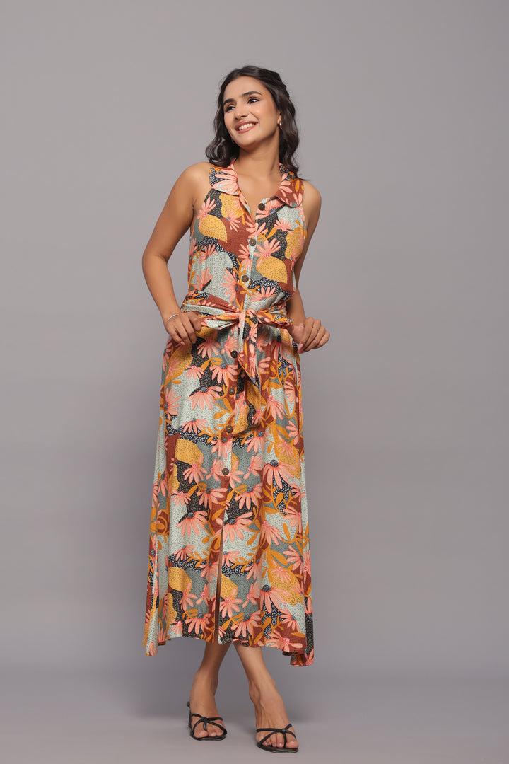 Floral Print Relaxed Shirt Dress