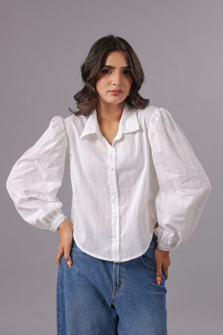 White Cotton Dobby Shirt