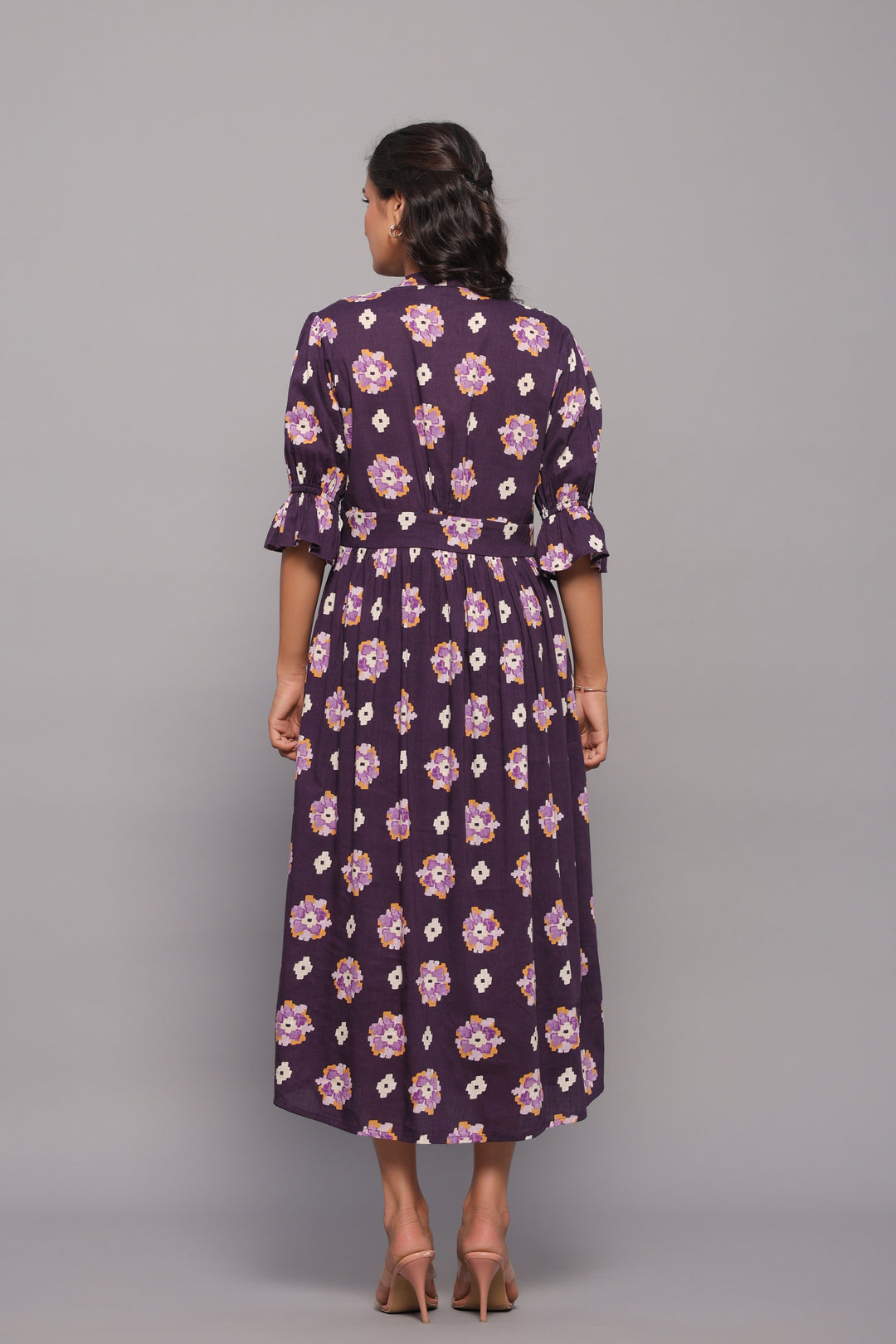 Button-Down Violet Midi Dress