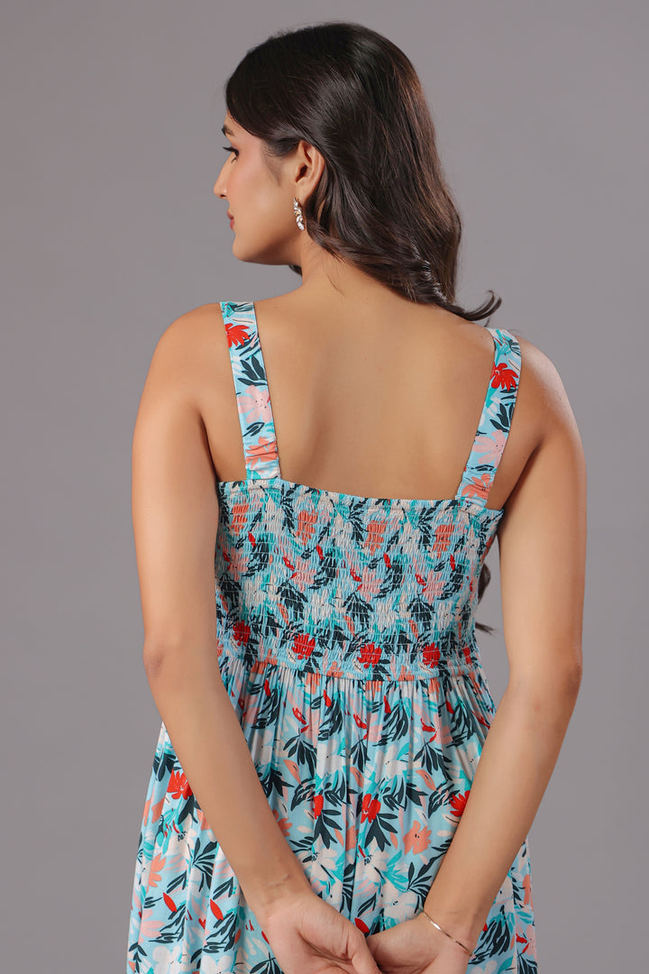 Fit & Flare Midi Dress  In Floral Print