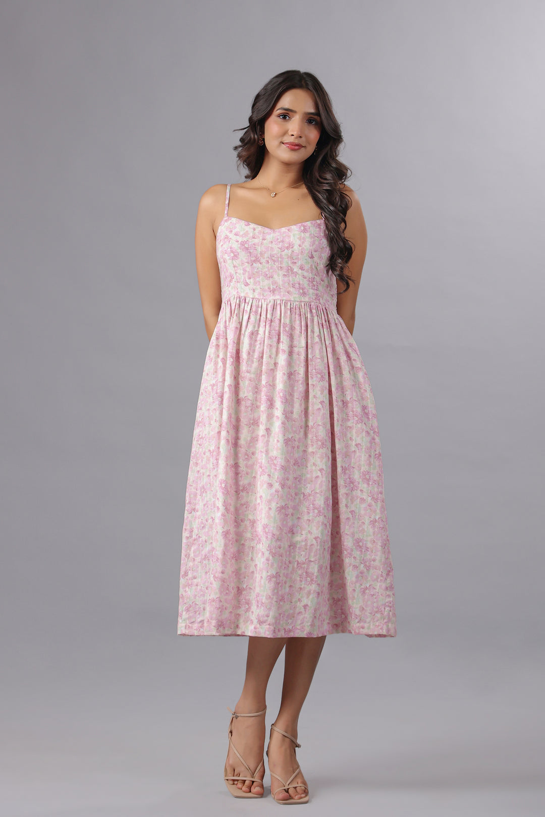 Strappy Fit & Flare Dress In Floral Print