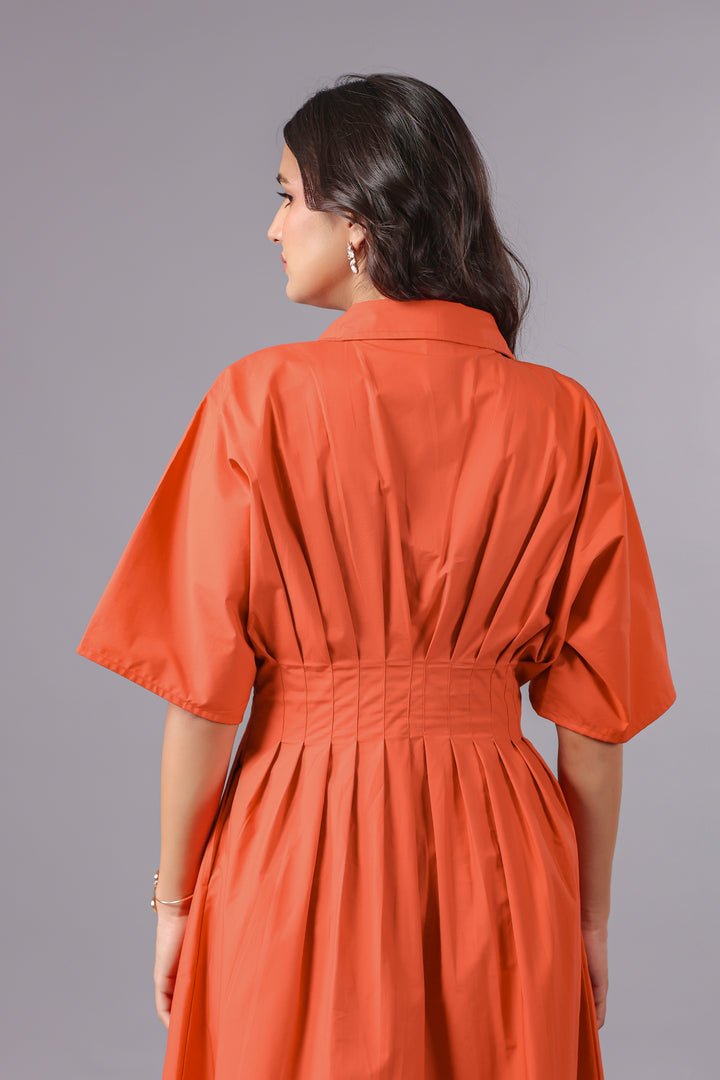 Shirt Dress In Rust Dyed Poplin