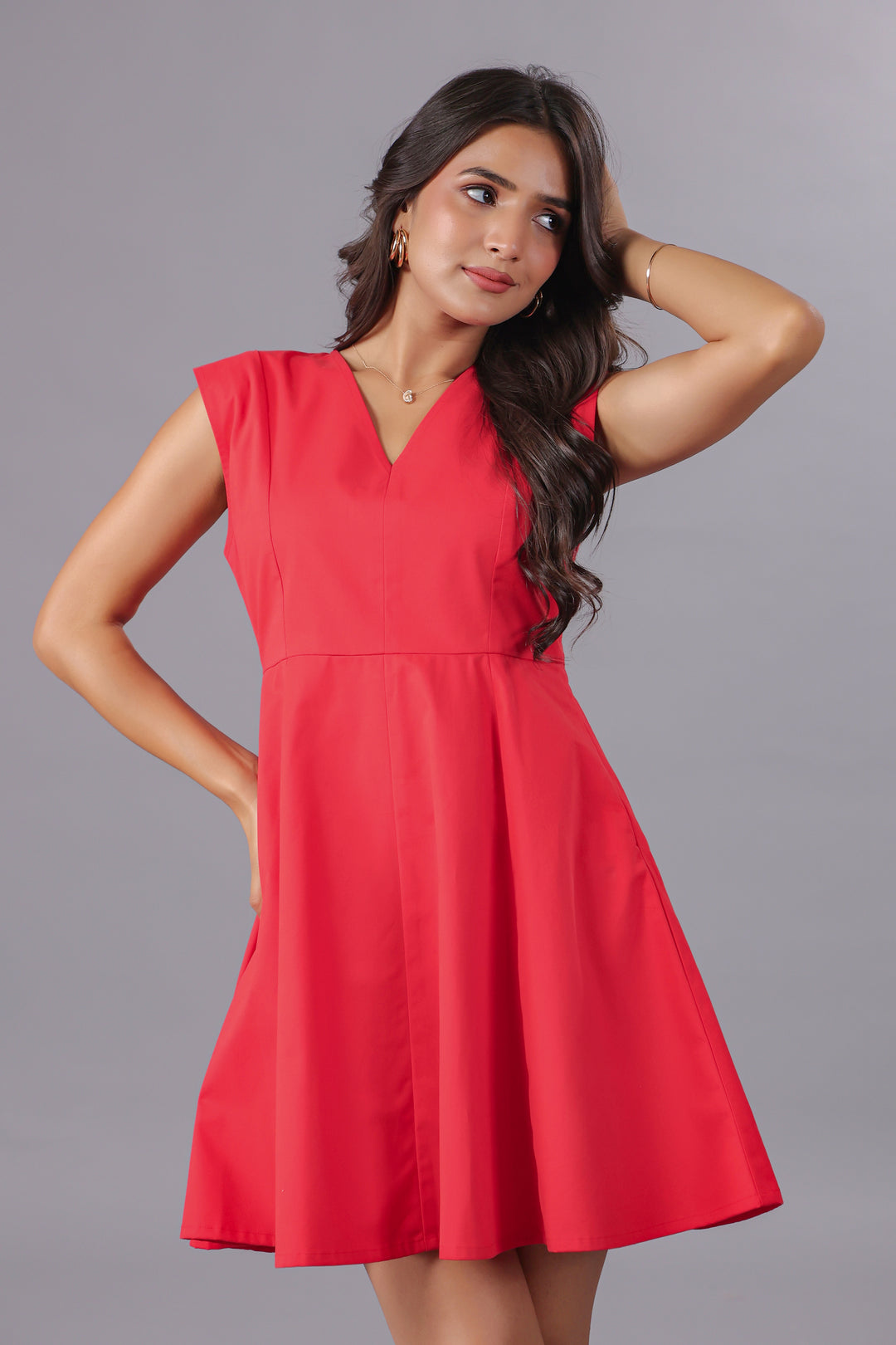 Coral red mini Dress