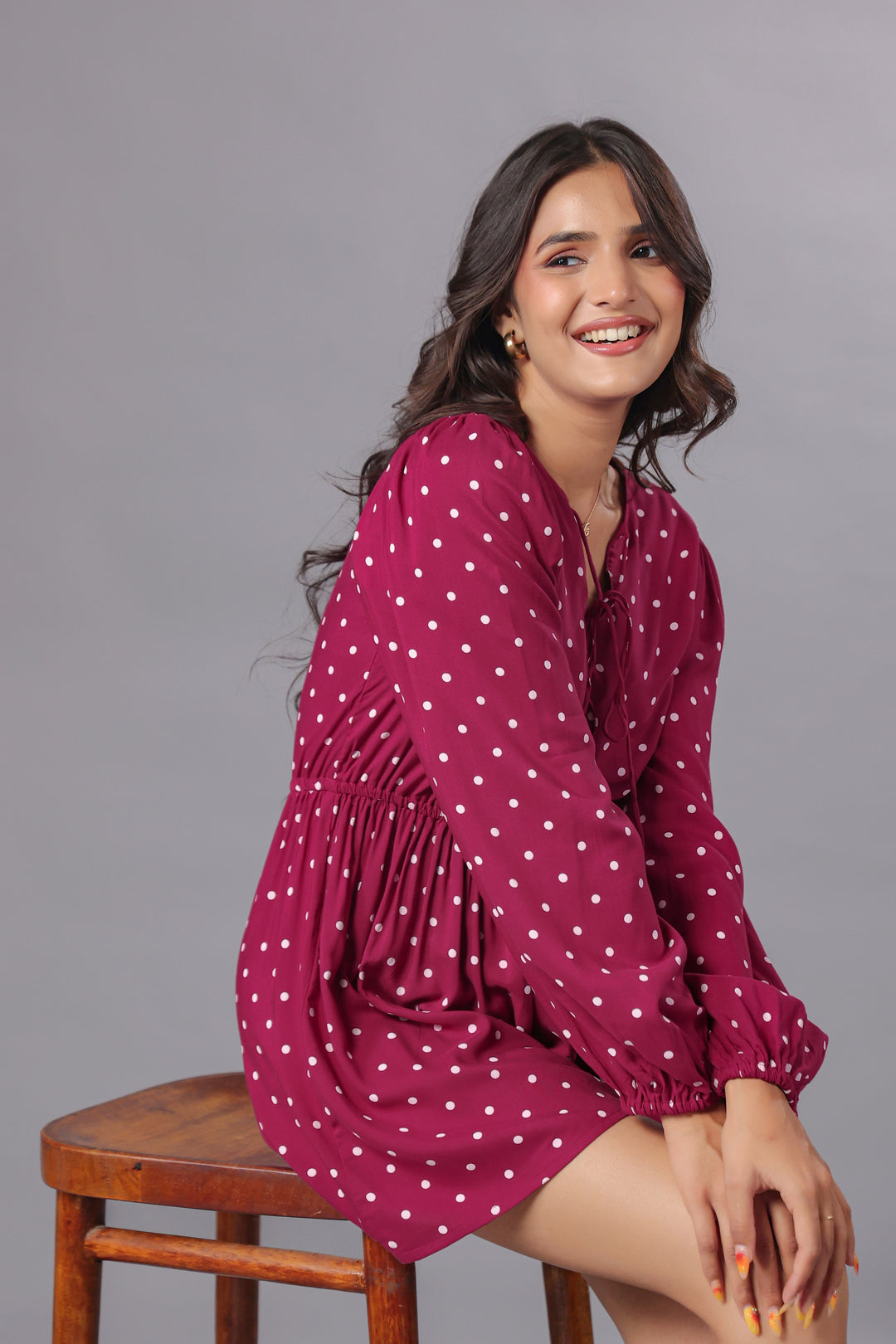 Plum Polka Dot Playsuit