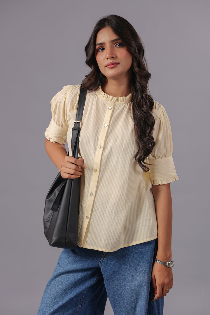 Seersucker Off White Friled Shirt