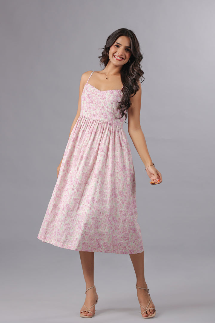Strappy Fit & Flare Dress In Floral Print