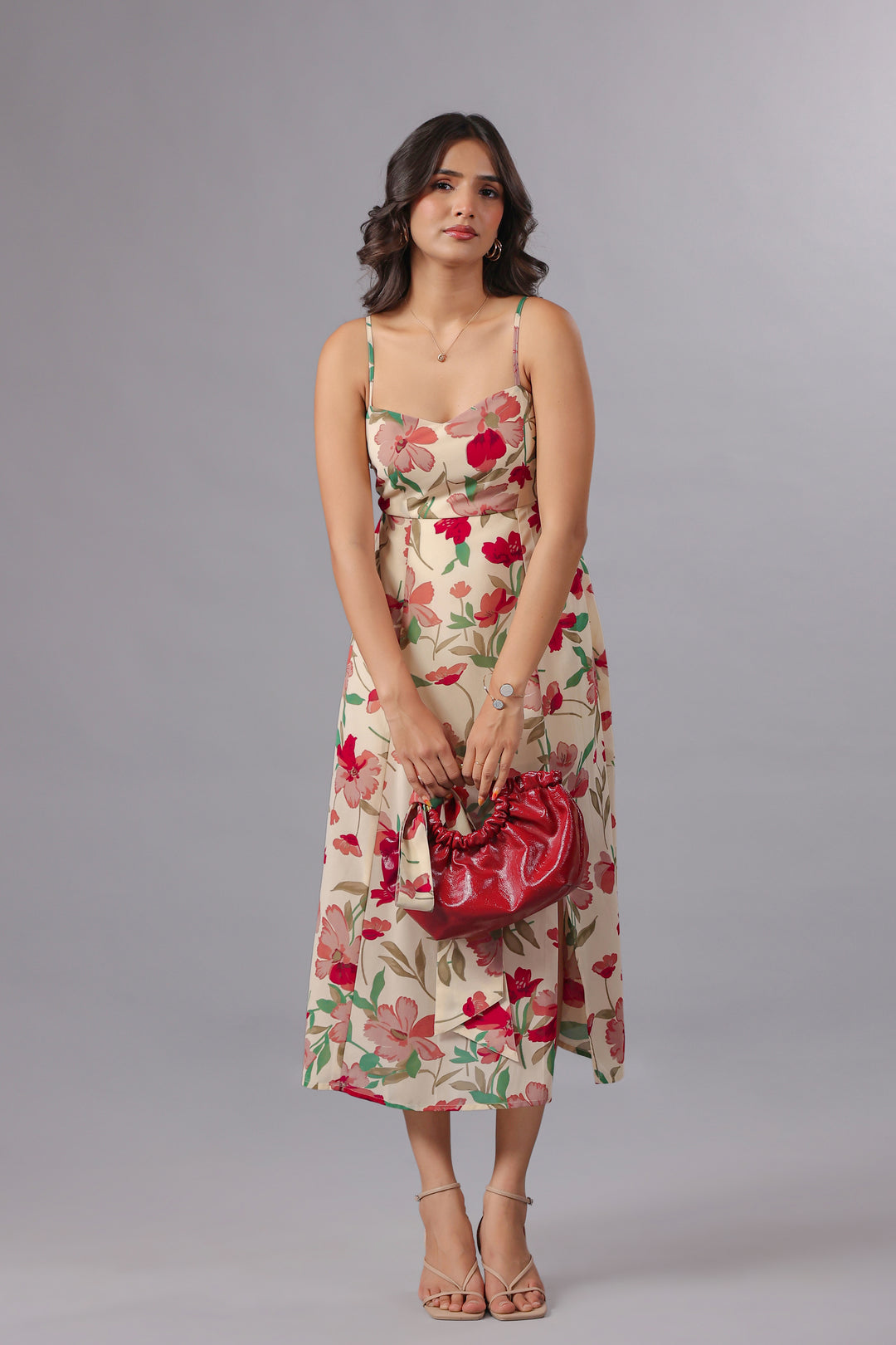 Floral Print Georgette Midi Dress