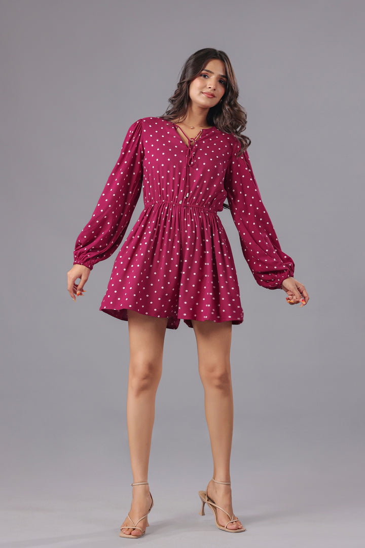 Plum Polka Dot Playsuit