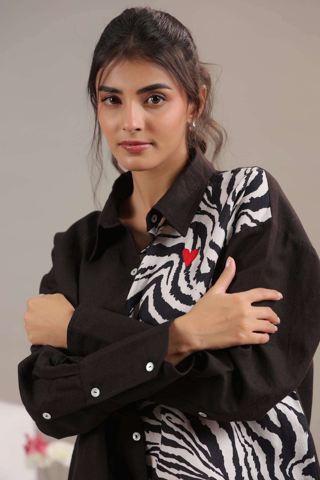 Detail of Fabric Pattern on Animal Print Shirt June 9 Clothing