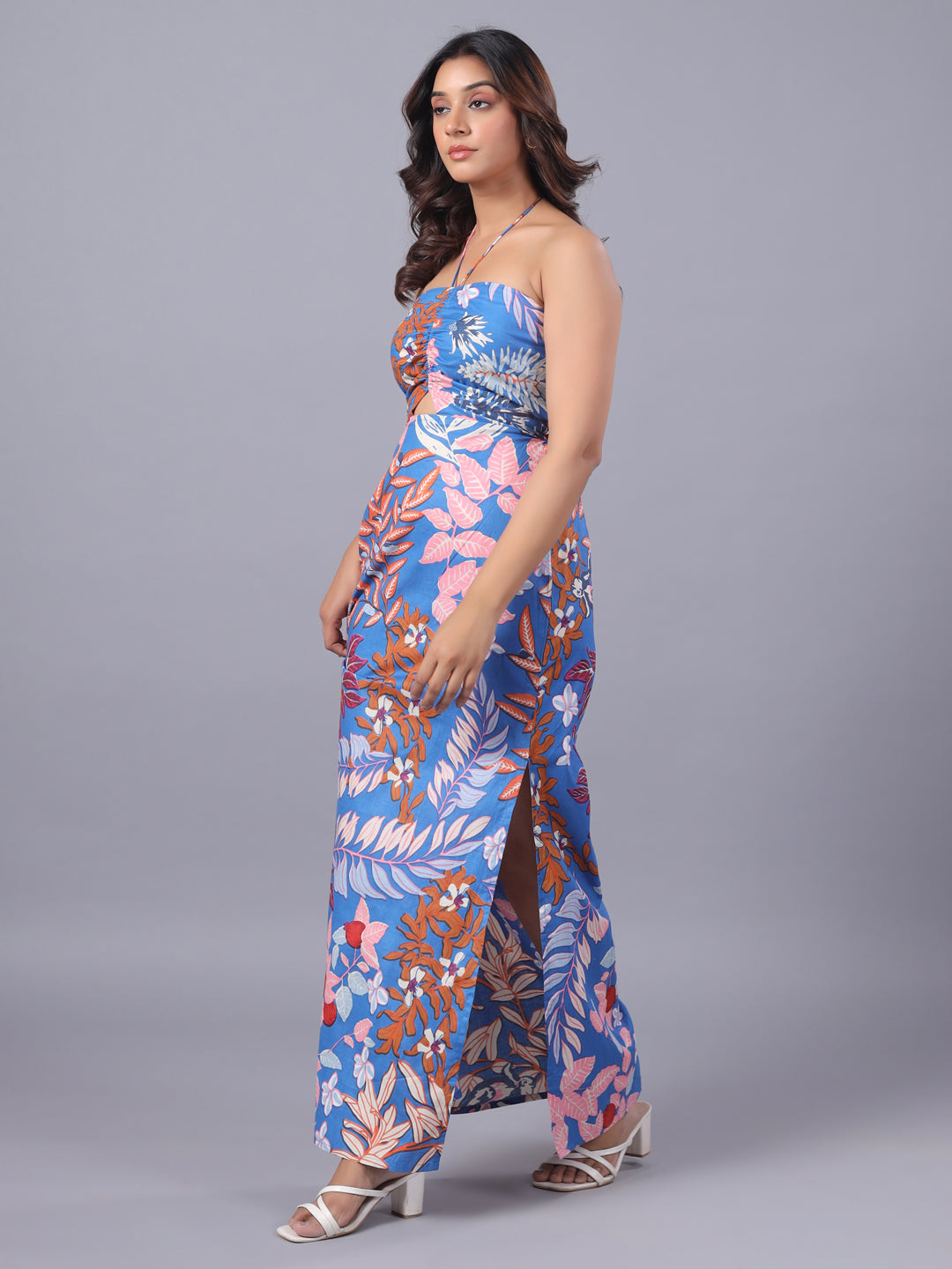 Blue Maxi Dress For Women side style view 