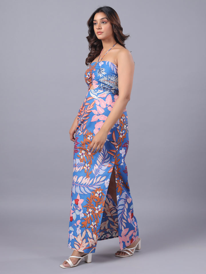 Blue Maxi Dress For Women side style view 