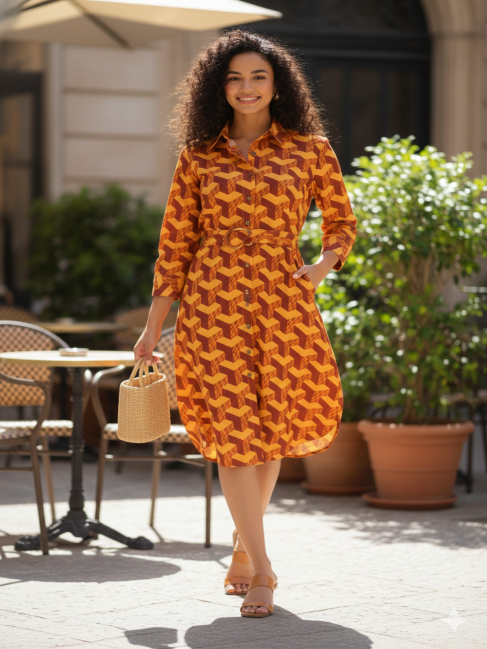 Cotton Poplin Midi Shirt Dress for women - June 9 Clothing