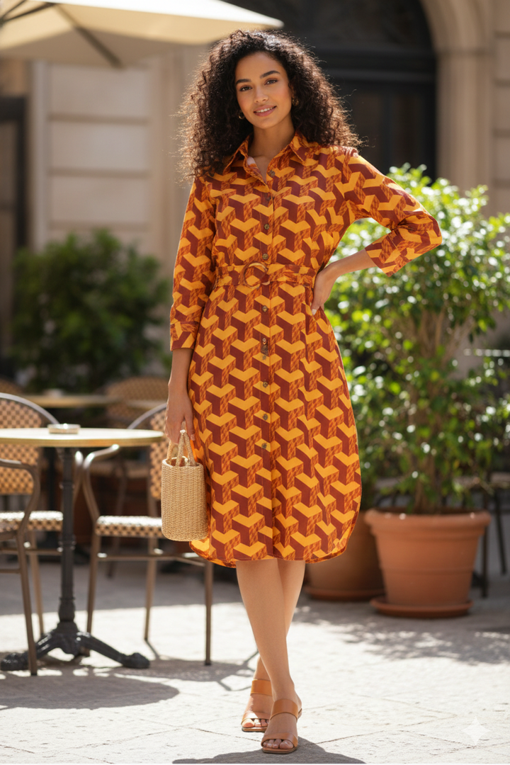 Cotton Poplin Midi Shirt Dress for women - styling view - June 9 Clothing