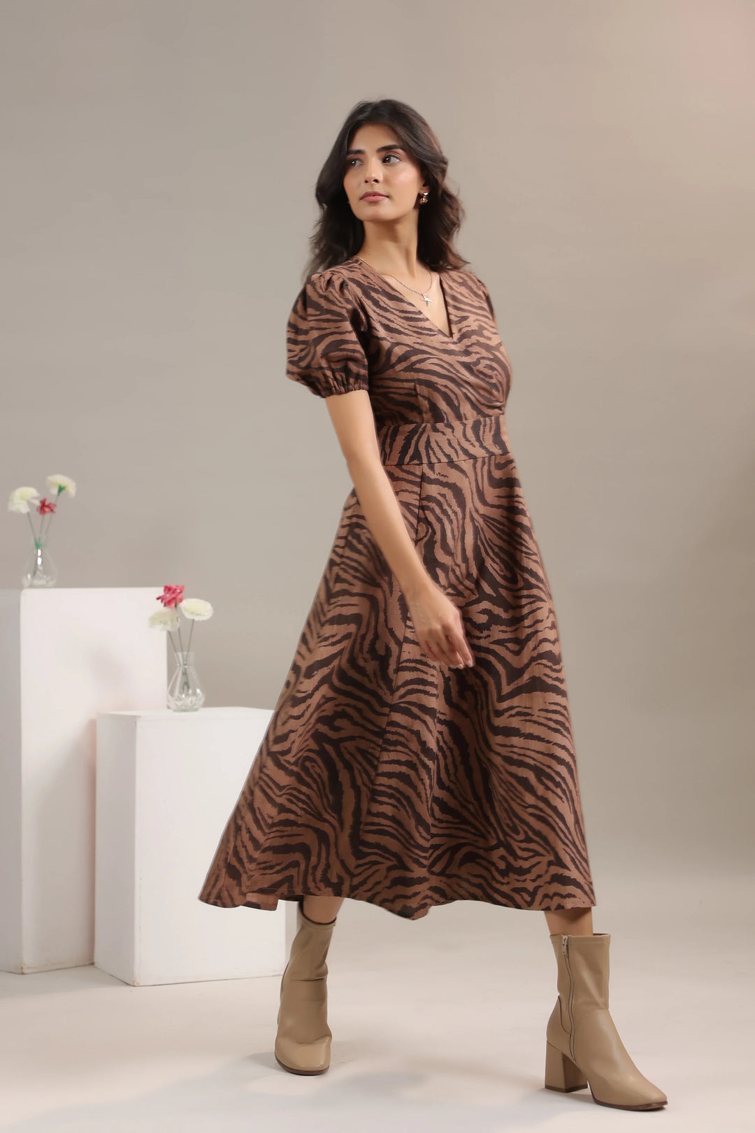 Animal Print Dress for Women | Brown Midi Dress June 9 Clothing Animal Print Dress for Women | Brown Midi Dress June 9 Clothing