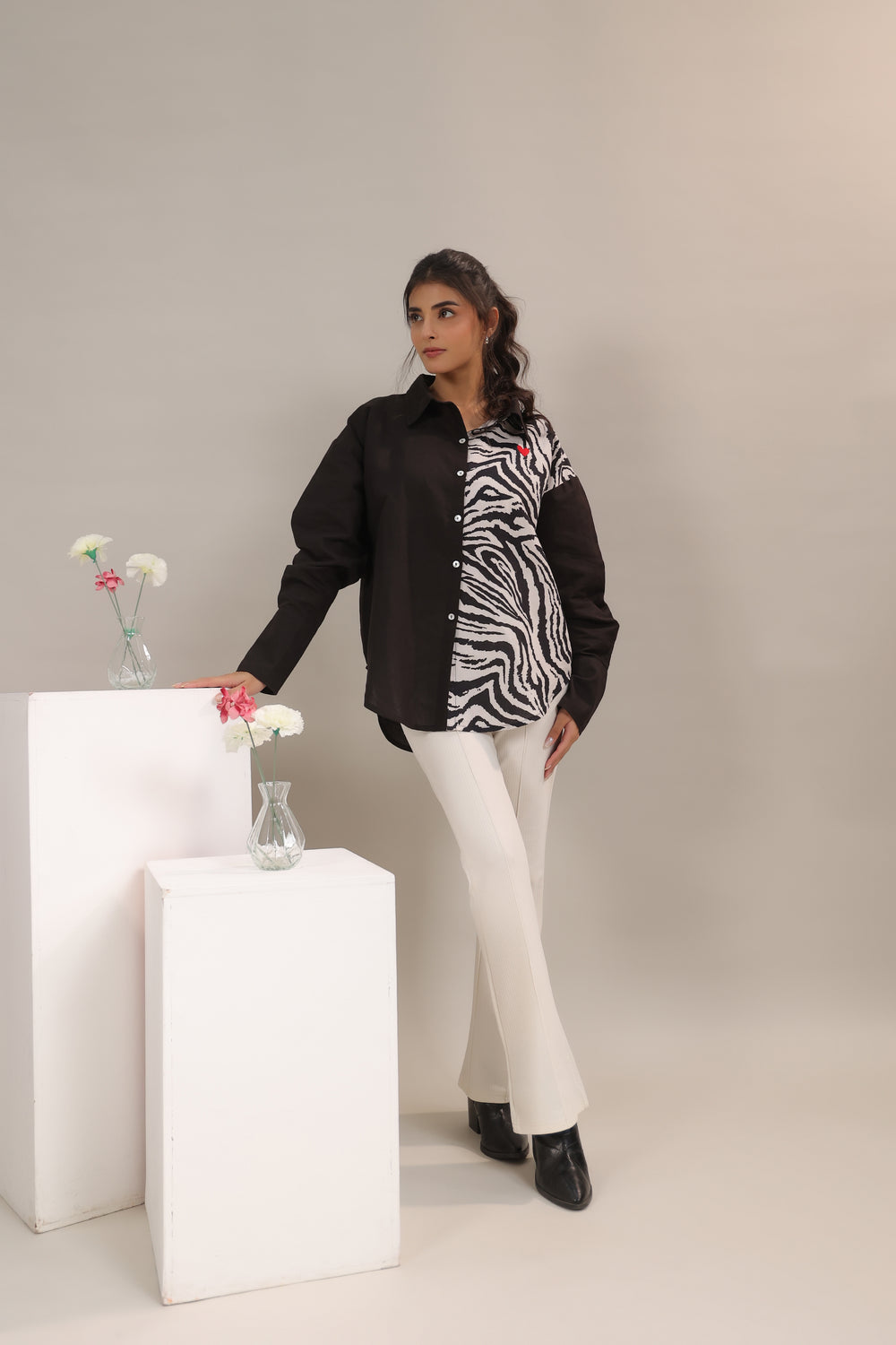 June 9 Clothing Women's Animal Print Button Down Shirt