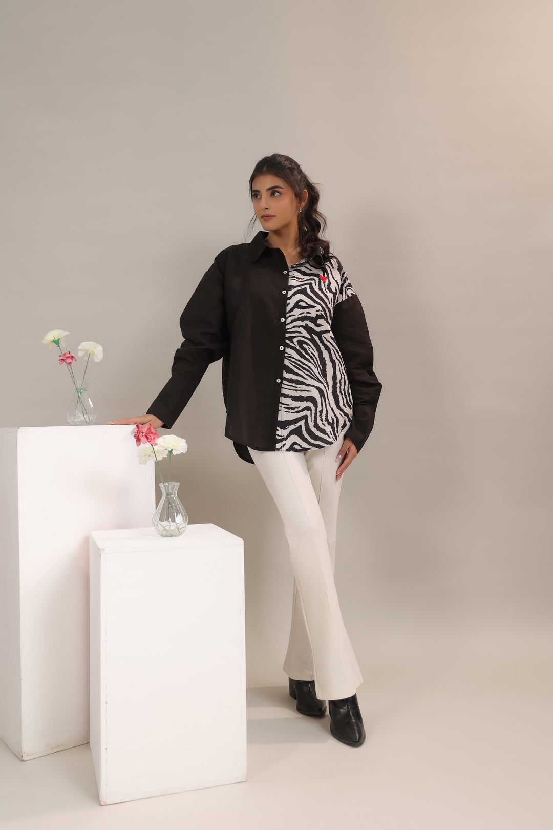 June 9 Clothing Women's Animal Print Button Down Shirt