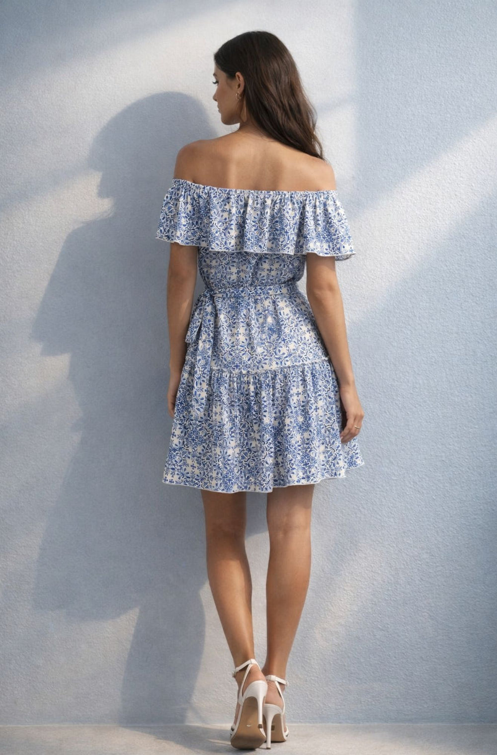 Off Shoulder Mini Dress for Women - Back view