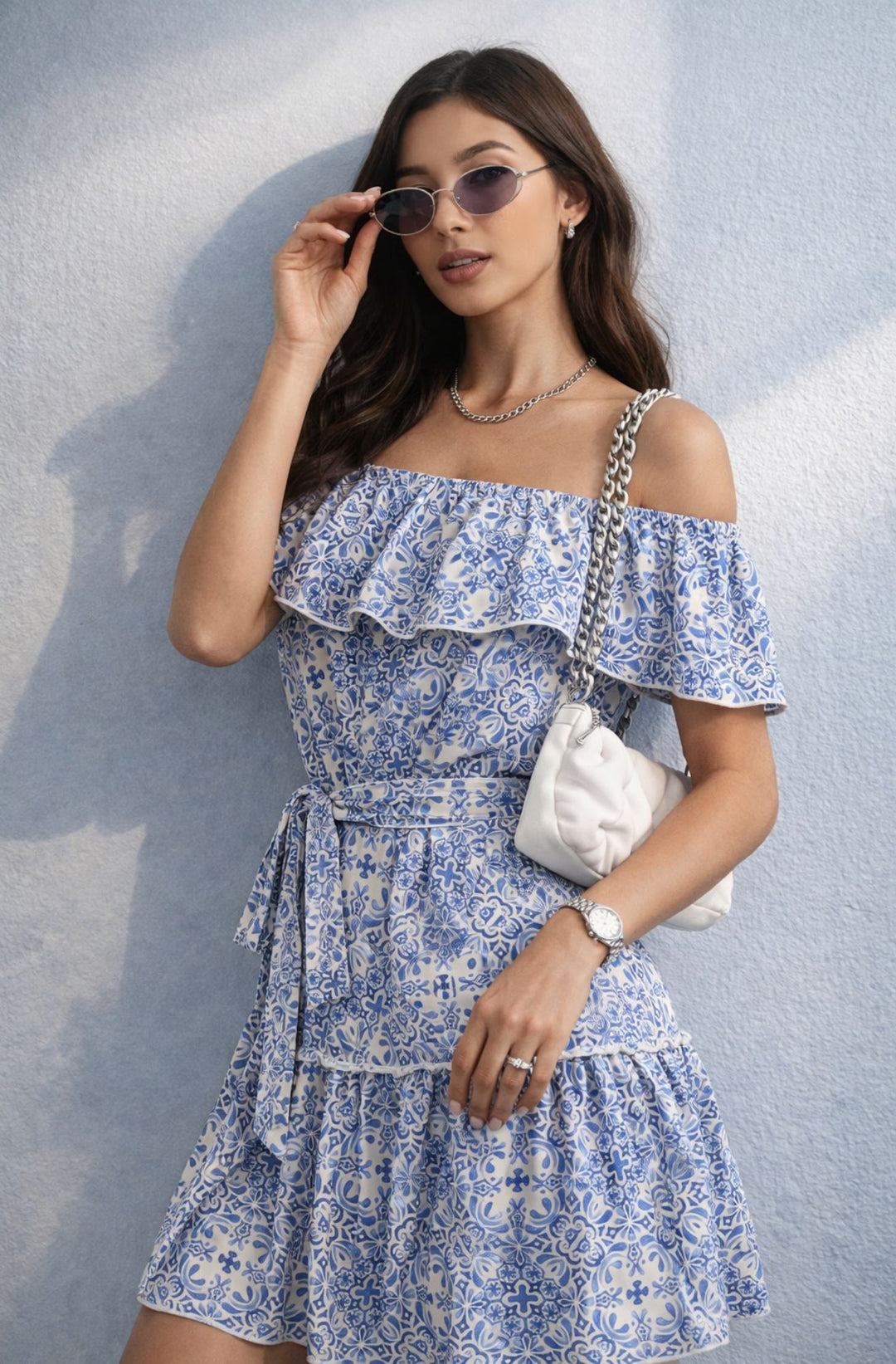 Off Shoulder Mini Dress neckline detaling 