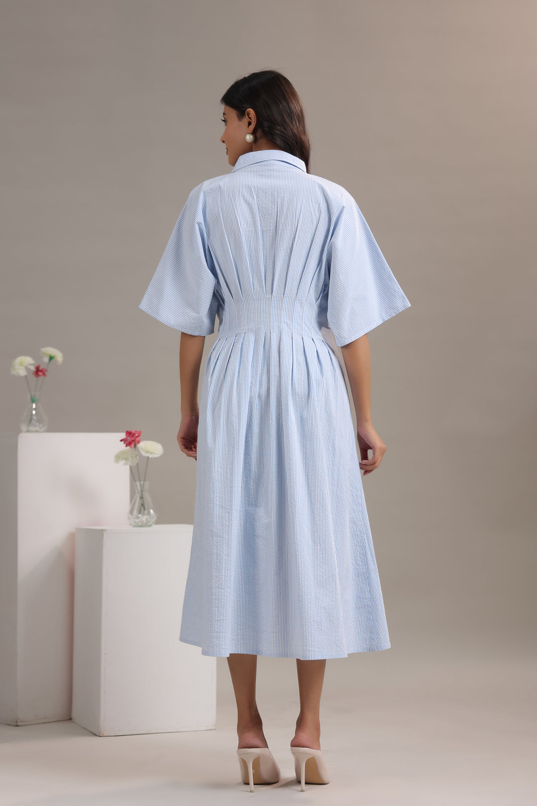 Blue and White Striped Dress for Women