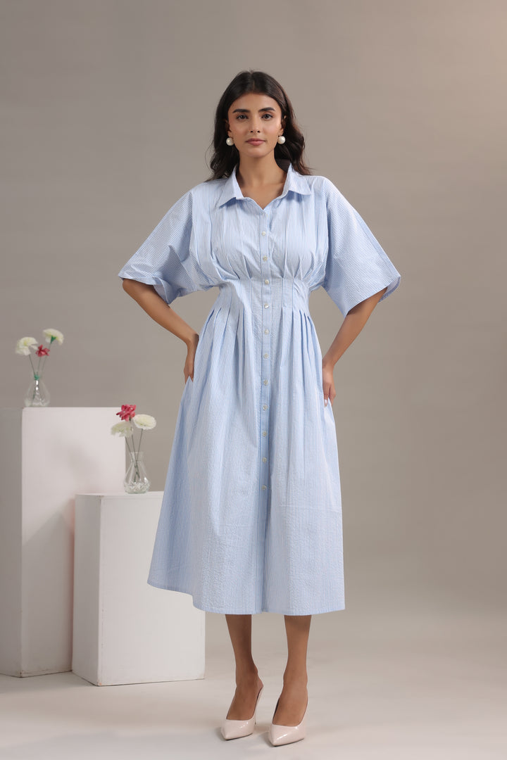 Blue and White Striped Dress for Women