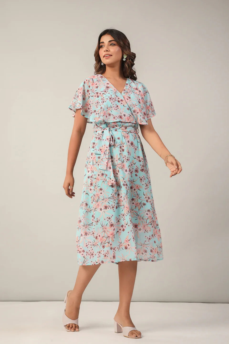 summer brunch georgette midi dress