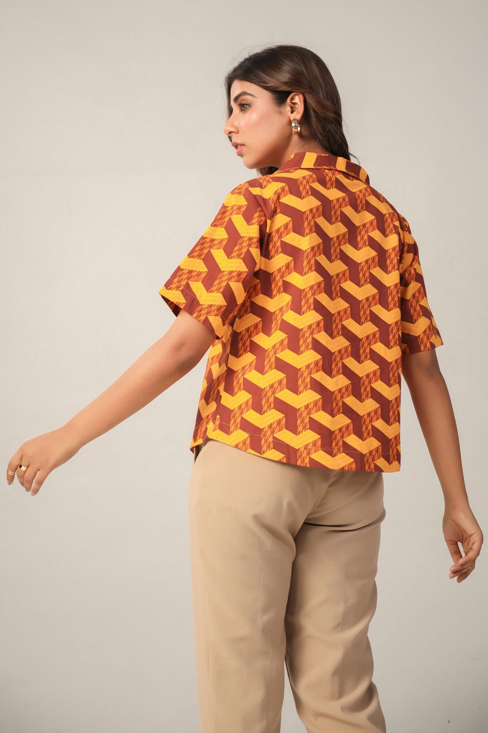 Yellow Mustard Cotton Poplin Shirt Back