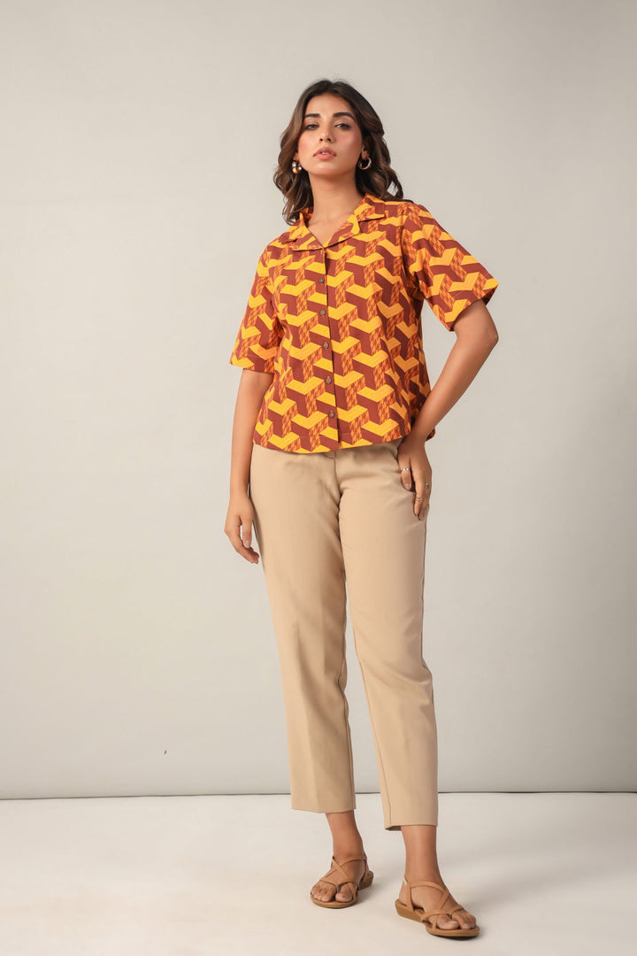 Yellow Mustard Cotton Poplin Shirt