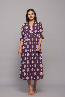 Button-Down Violet Midi Dress