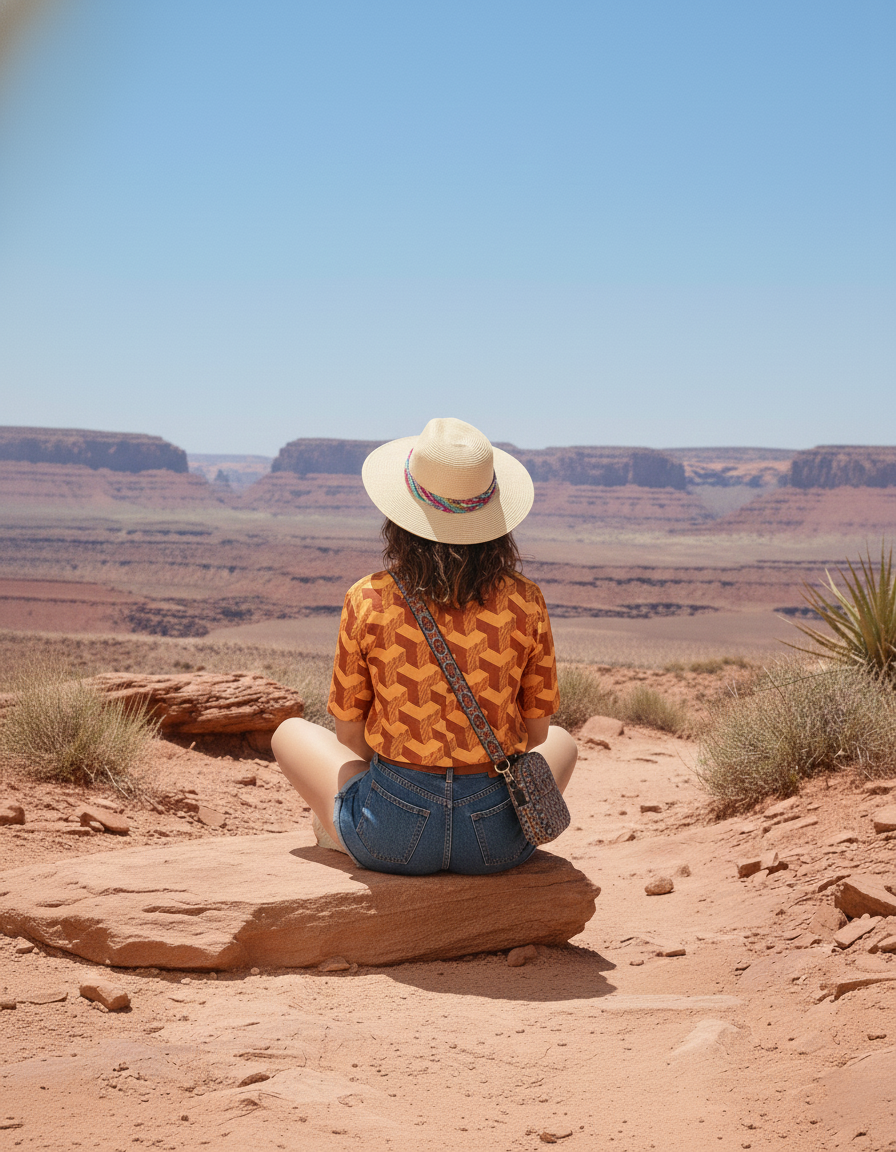 Women wearing yellow poplin printed shirt outdoor casual look