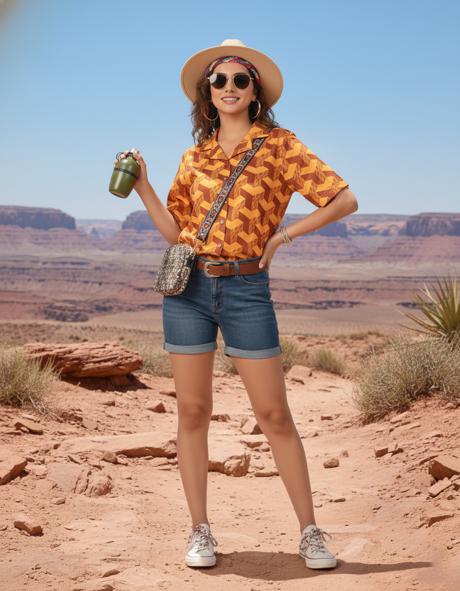 Yellow mustard poplin shirt for women half sleeve design