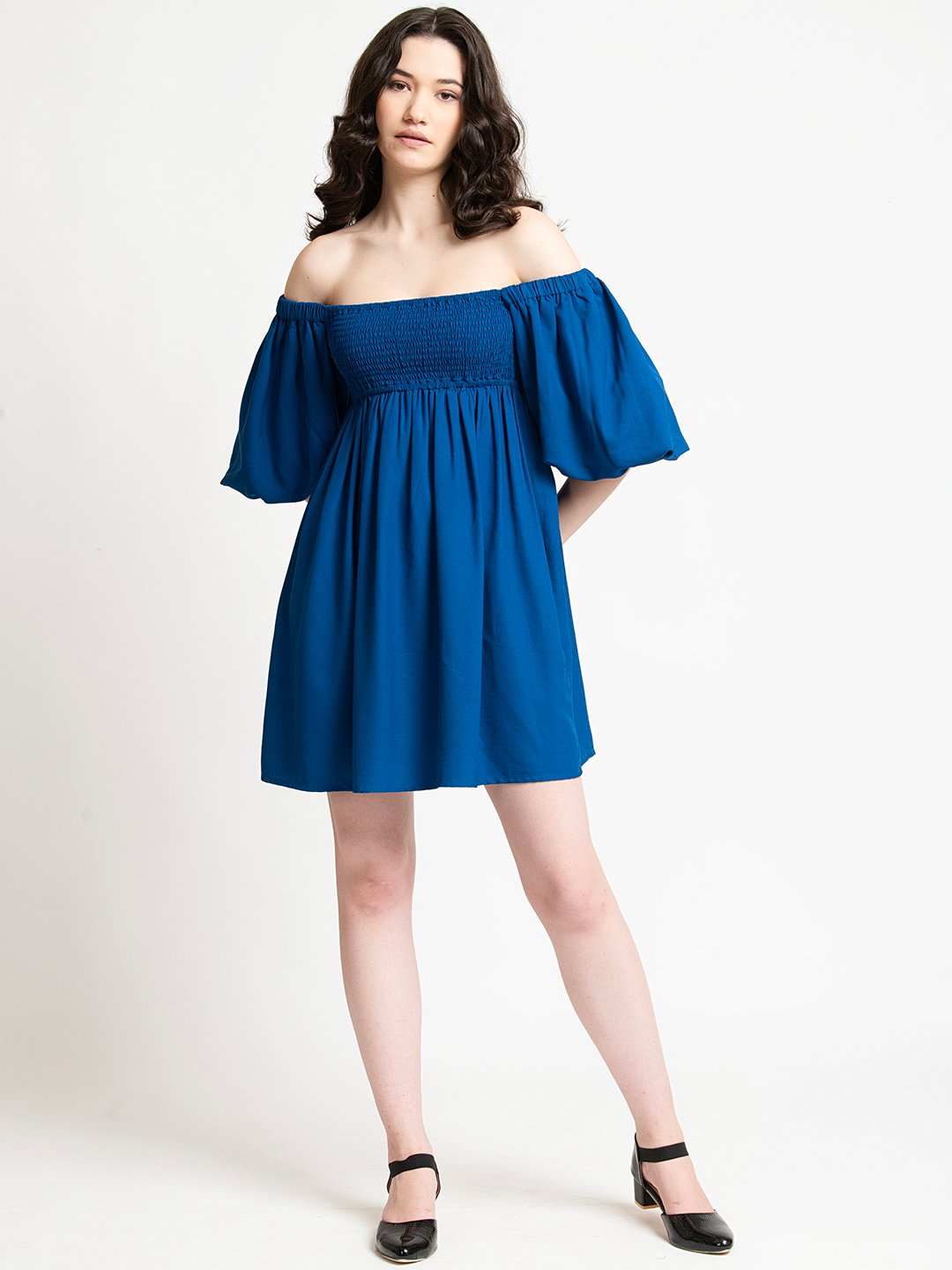 Blue off shoulder Mini Dress