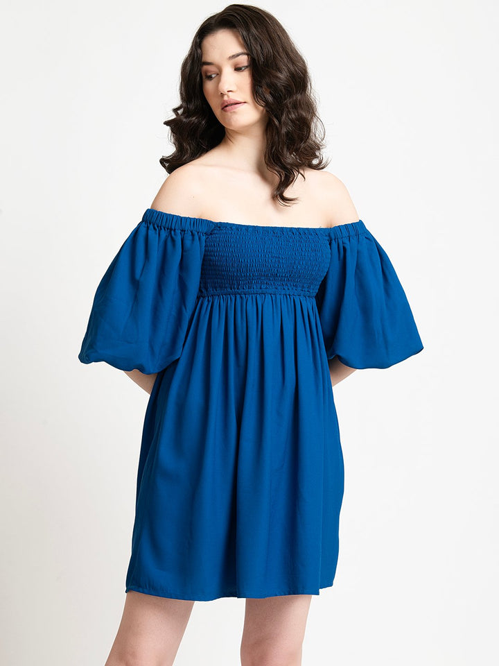 Blue off shoulder Mini Dress