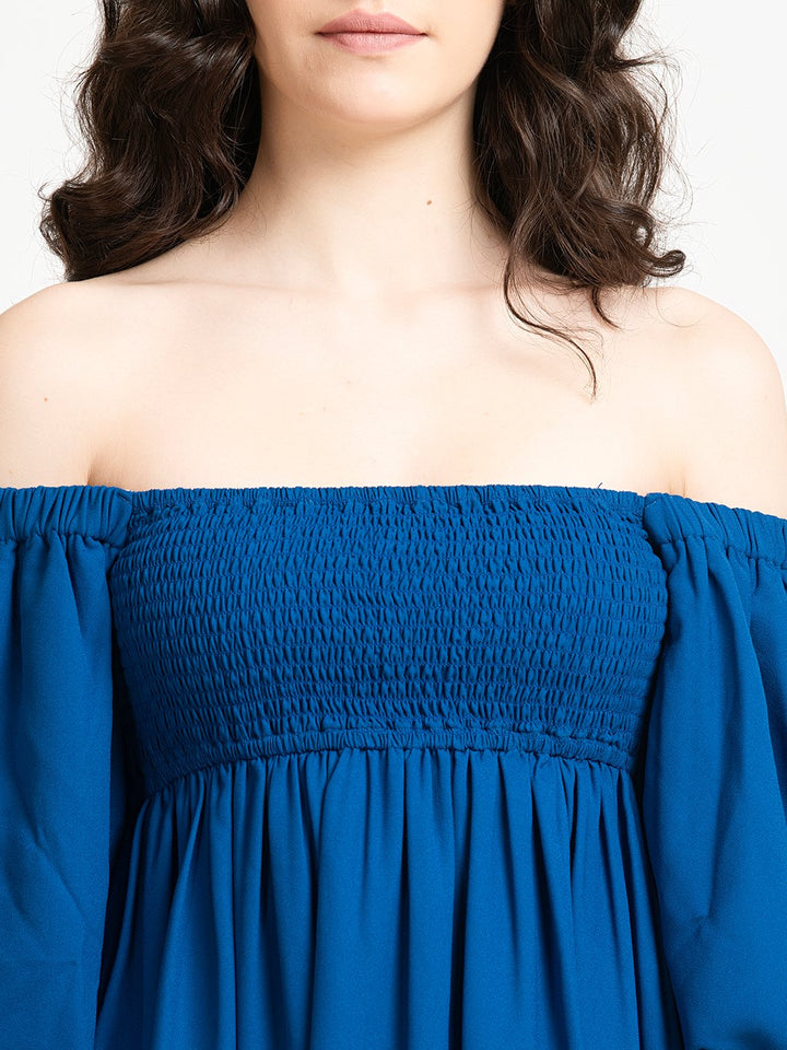 Blue off shoulder Mini Dress