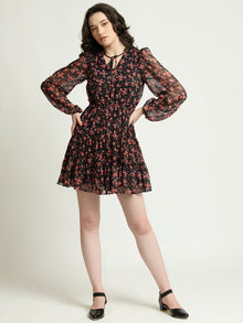Black and Red Floral Mini Dress