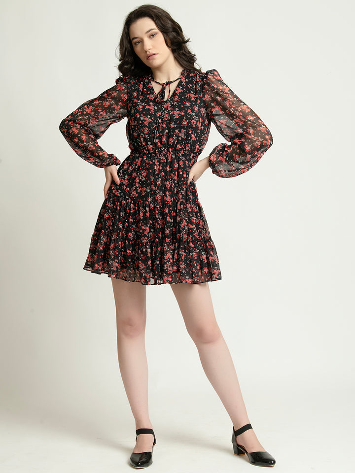 Black Red Mini Dress