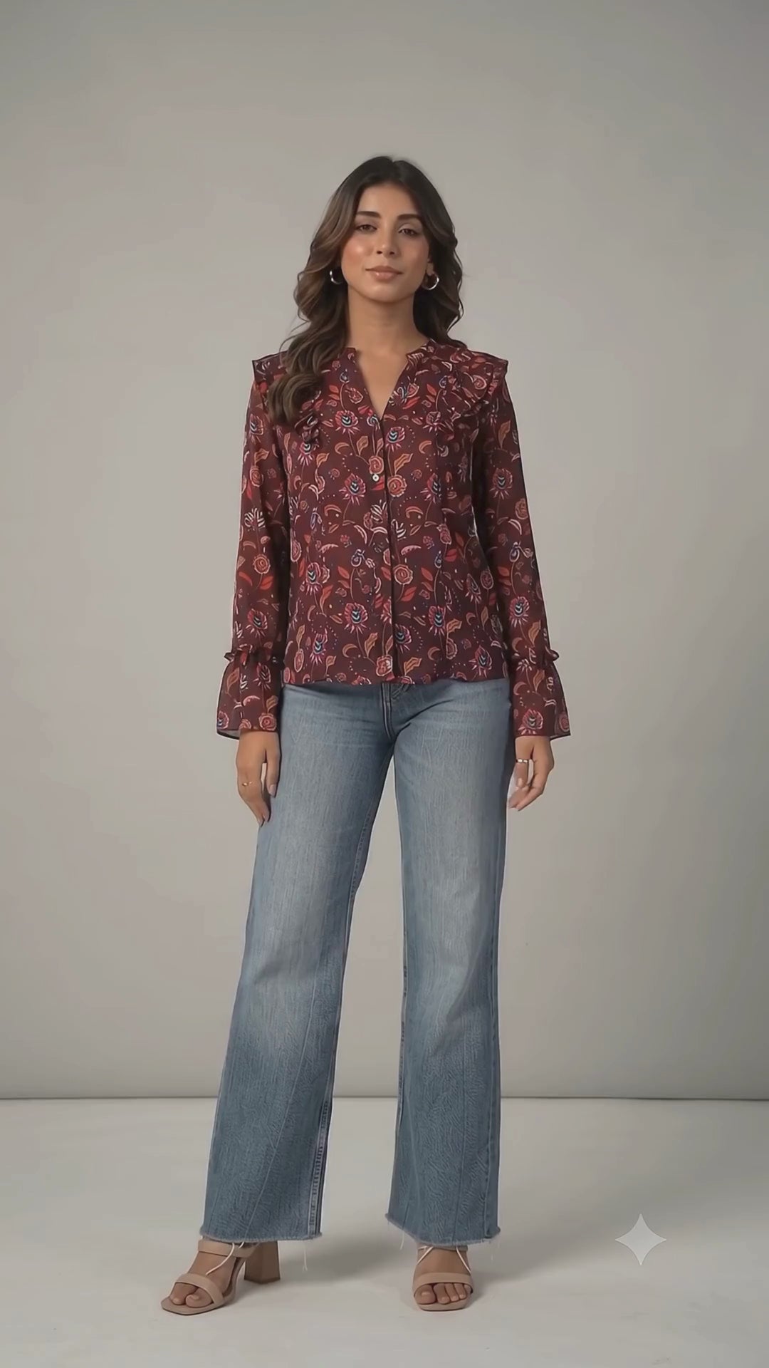 Brown Floral Button Down Shirt