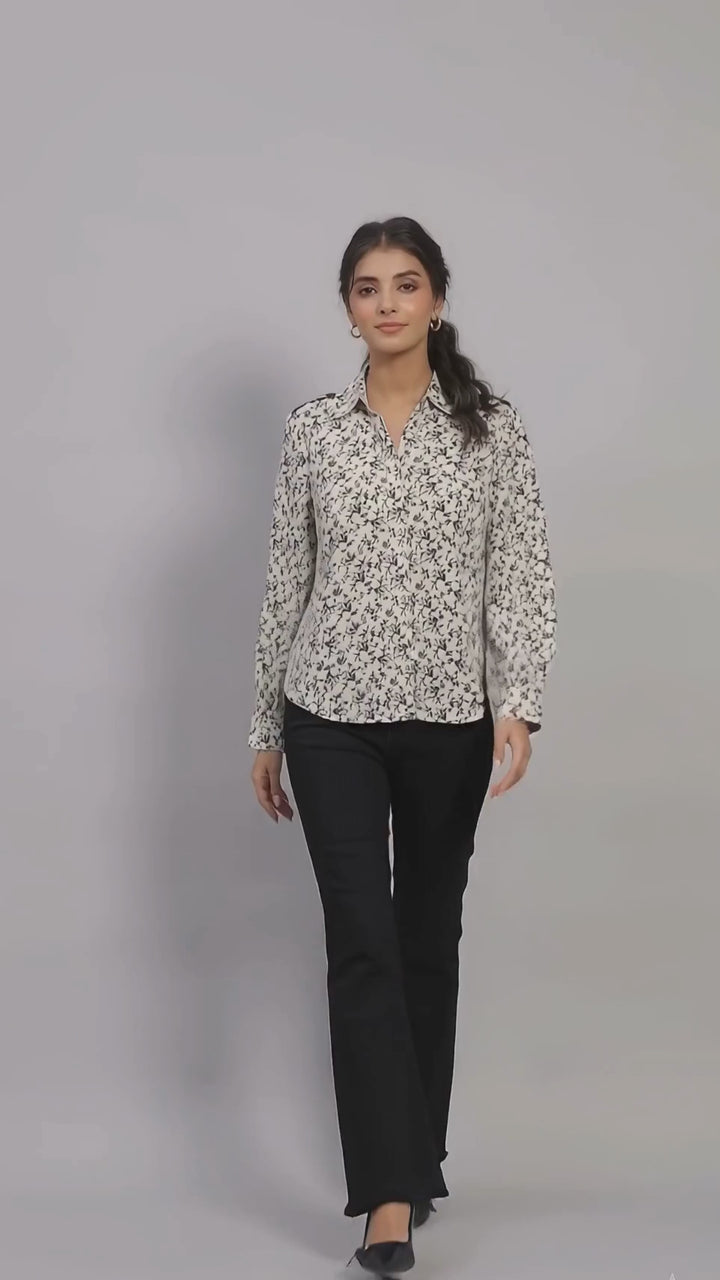Monochrome Georgette Print Shirt